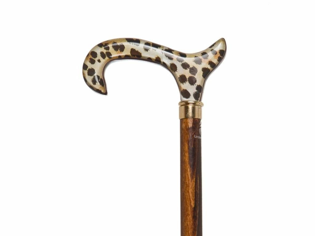 Brown Beech Shaft with a Leopard Print Acrylic Derby Handle