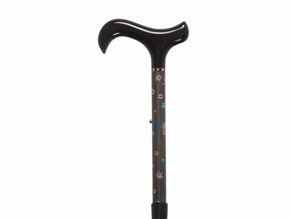 Carbon Fibre Folding Stick - Pearly Flowers (Grey Shaft)