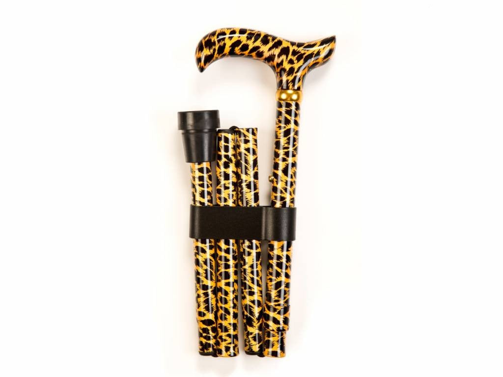Folding Walking Stick - Leopard