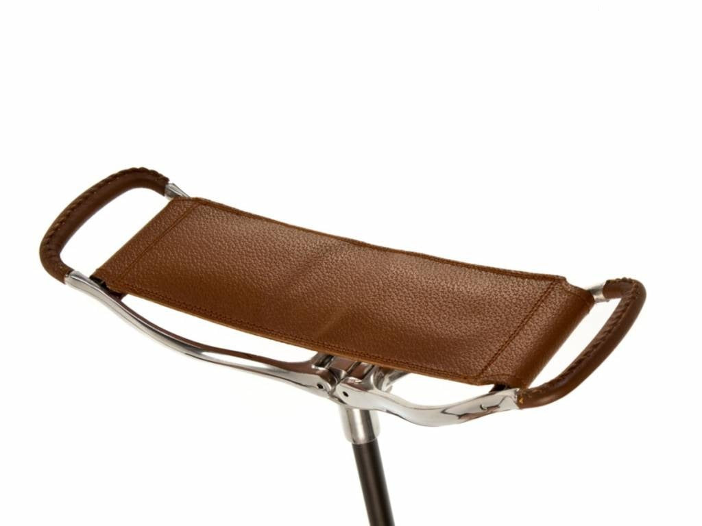 Shooting Stick K66 Black Shaft Wide Seat Brown - Adjustable Height