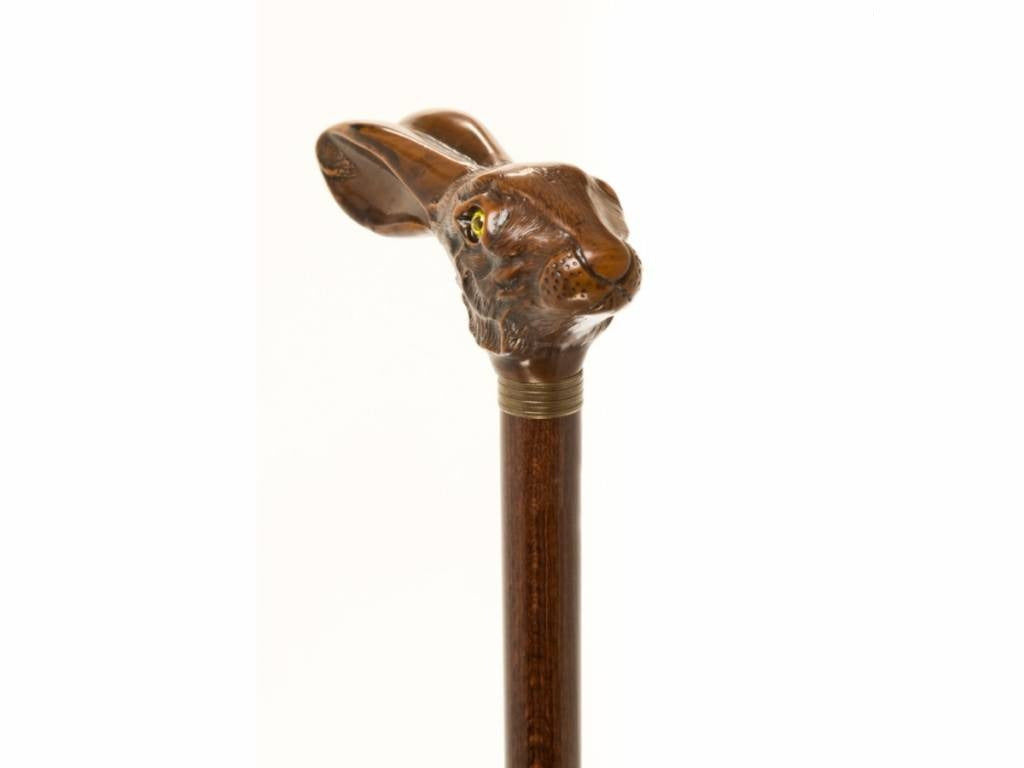 Brown Hare Head on Beech Shaft