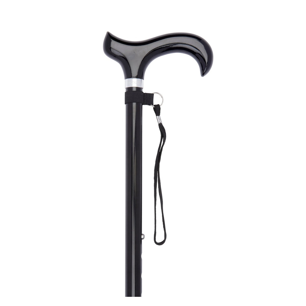 Black Derby Handle Adjustable Stick With Shock Absorber