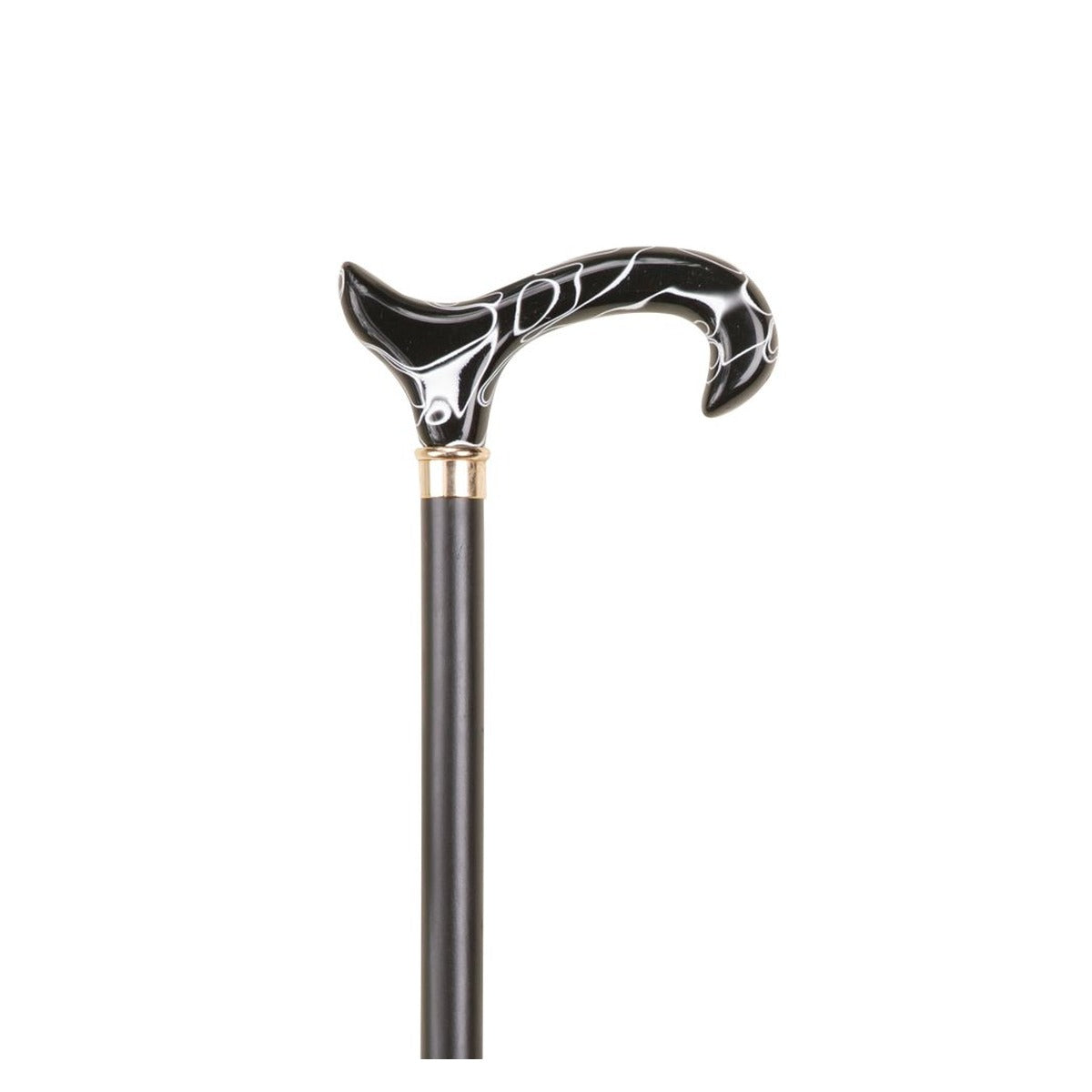 Black Dress Cane With Black & White Acrylic Derby Handle