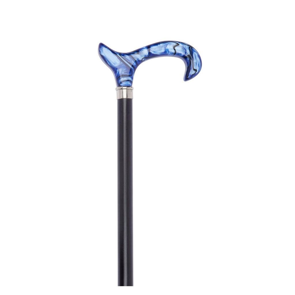Black Dress Cane With Blue Acrylic Derby Handle