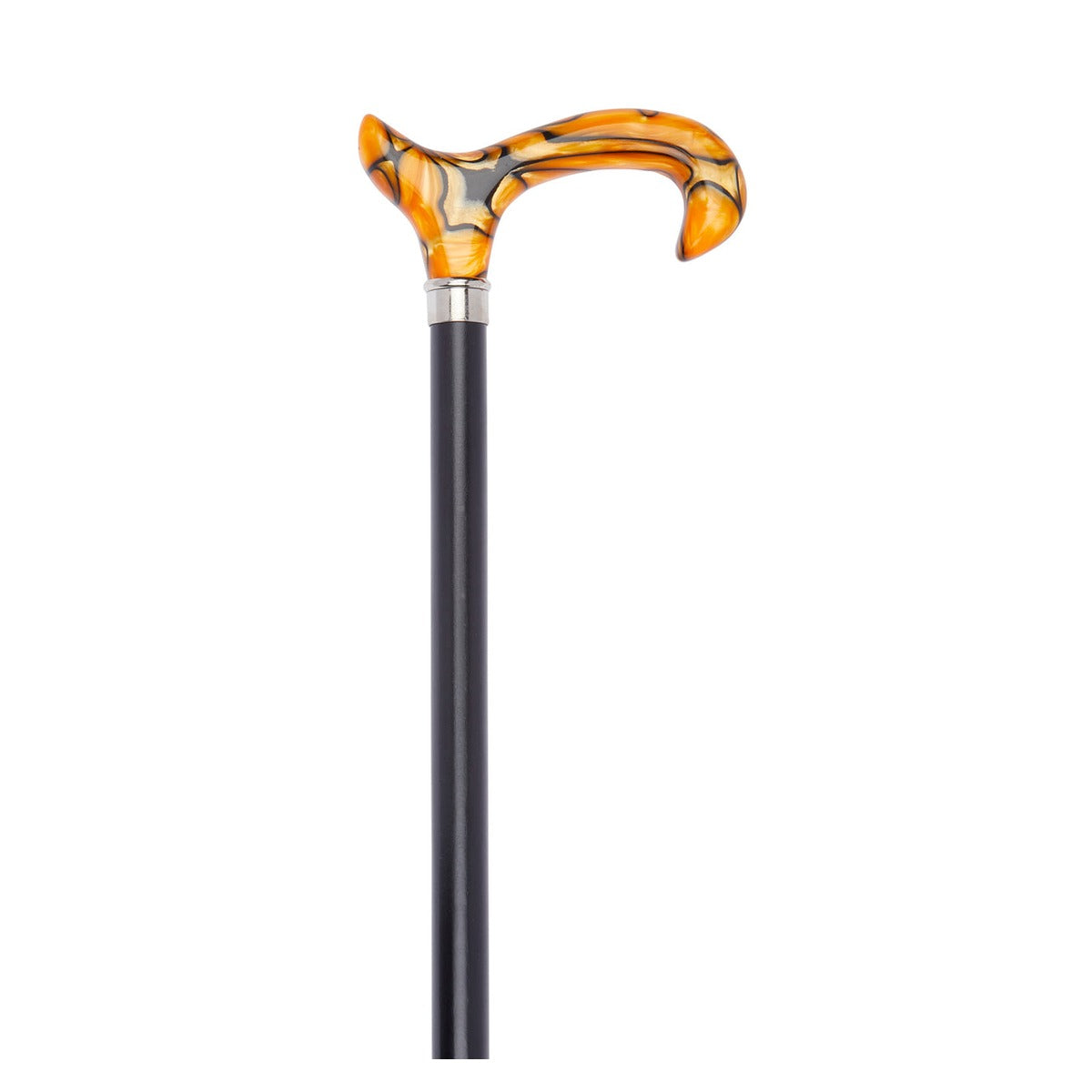 Black Dress Cane With Orange Acrylic Derby Handle