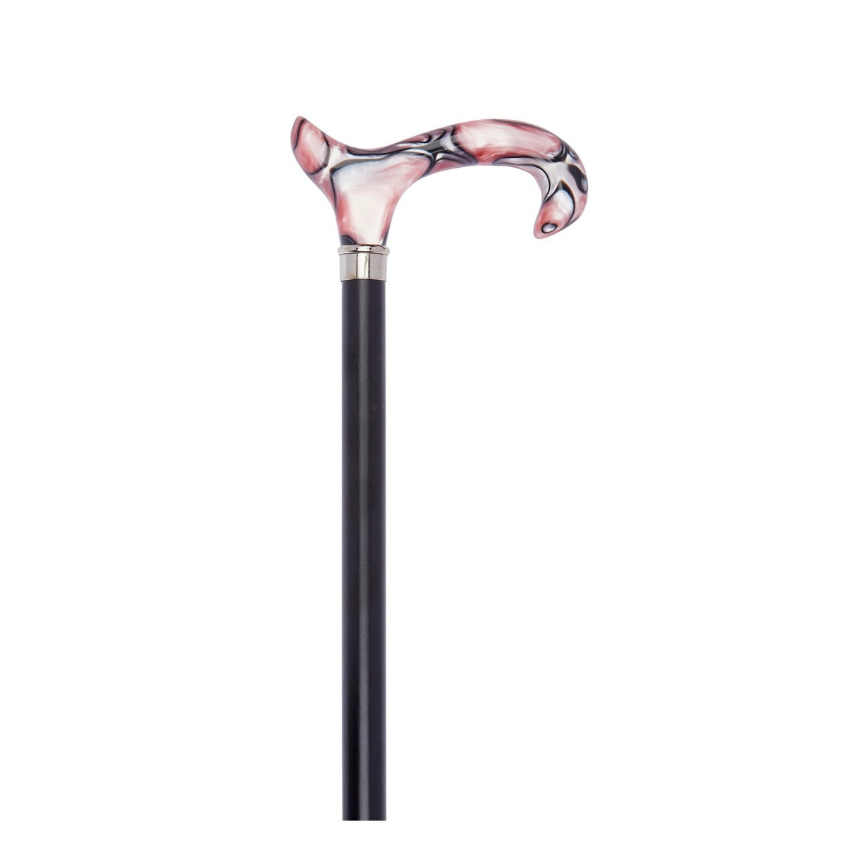 Black Dress Cane With Pink Acrylic Derby Handle
