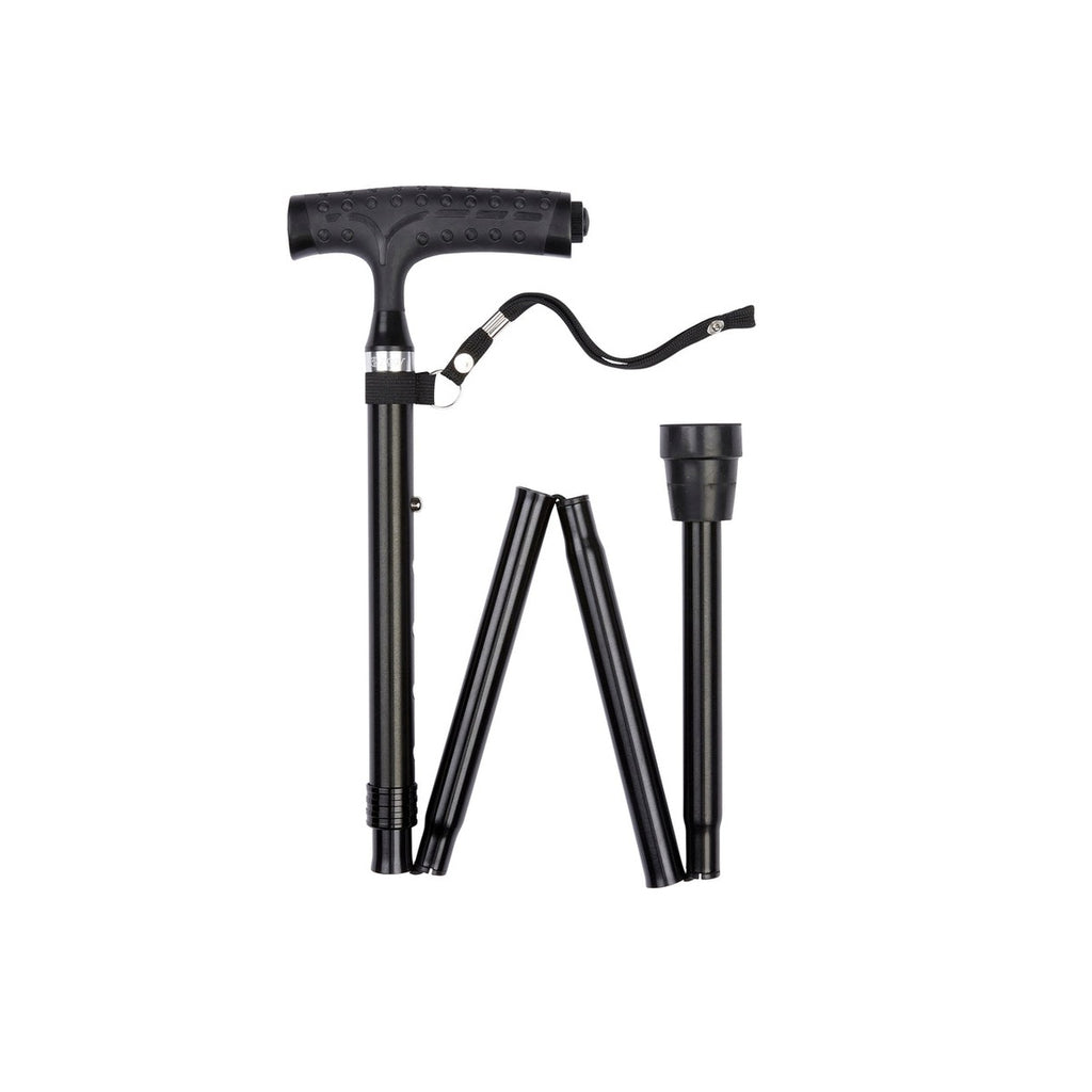 Black Economy Folding Stick With Built-In Torch