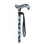Black Floral Pattern Adjustable Stick With Patterned Handle
