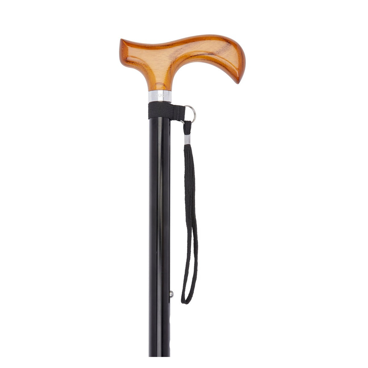 Black Natural Wooden Derby Handle Adjustable Stick With Shock Absorber