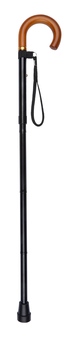 Black Natural Crook Handle Folding Stick