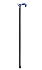 Black Dress Cane With Blue Acrylic Derby Handle