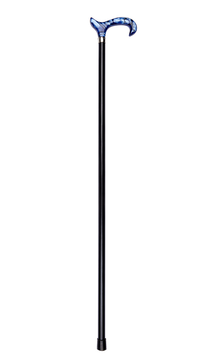 Black Dress Cane With Blue Acrylic Derby Handle
