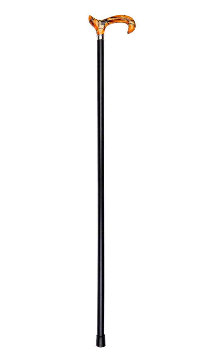 Black Dress Cane With Orange Acrylic Derby Handle