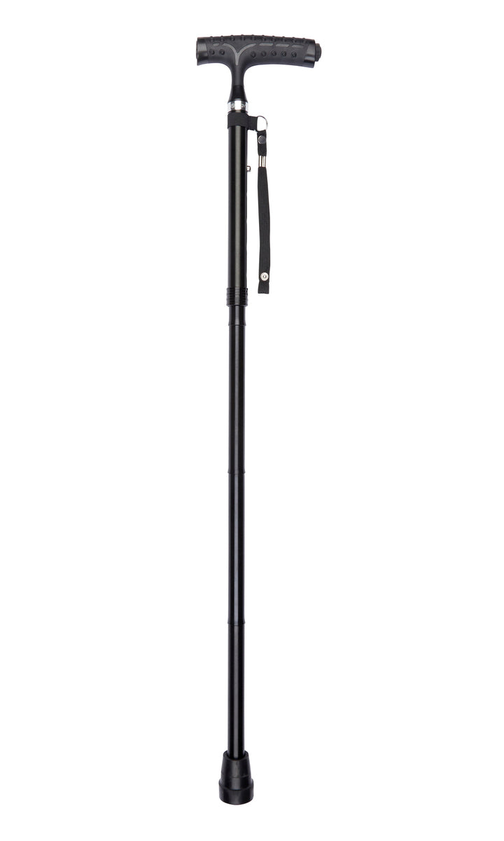 Black Economy Folding Stick With Built-In Torch