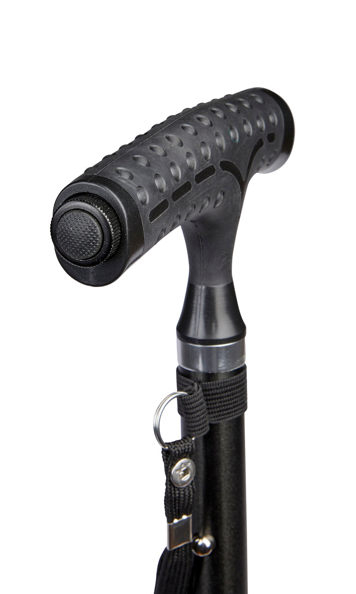 Black Economy Folding Stick With Built-In Torch