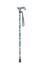 Black Floral Pattern Adjustable Stick With Patterned Handle