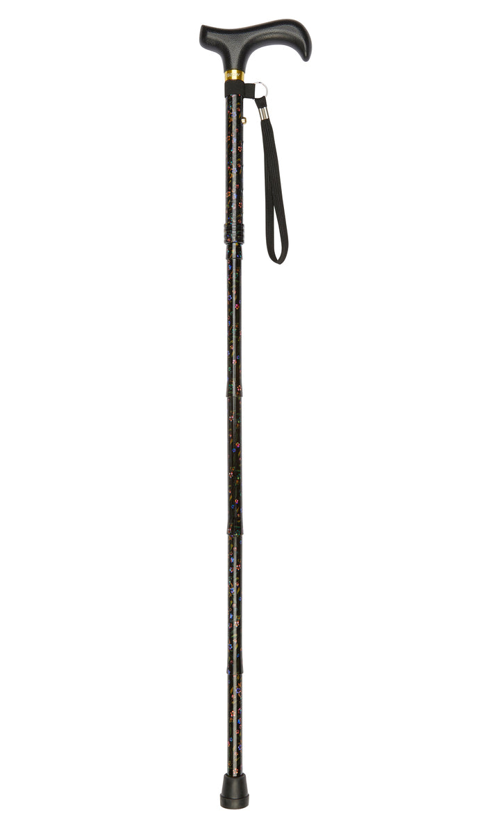 Mini Black Floral Pattern Folding Stick