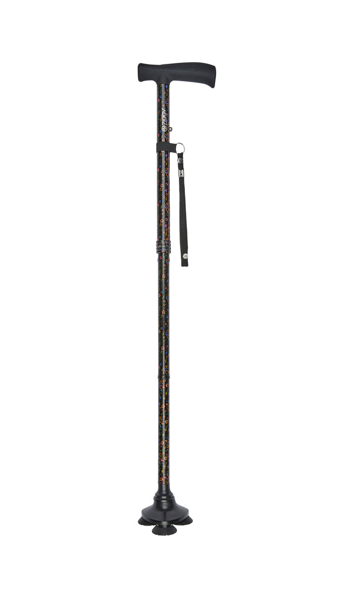 Black Floral Pattern Tribase Folding Stick
