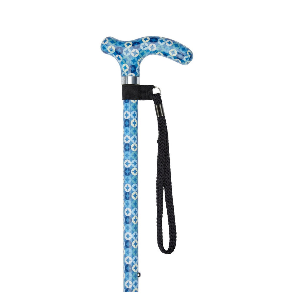 Blue Circles Pattern Adjustable Stick With Petite Patterned Handle