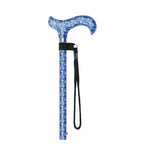 Blue Floral Pattern Adjustable Stick With Patterned Handle