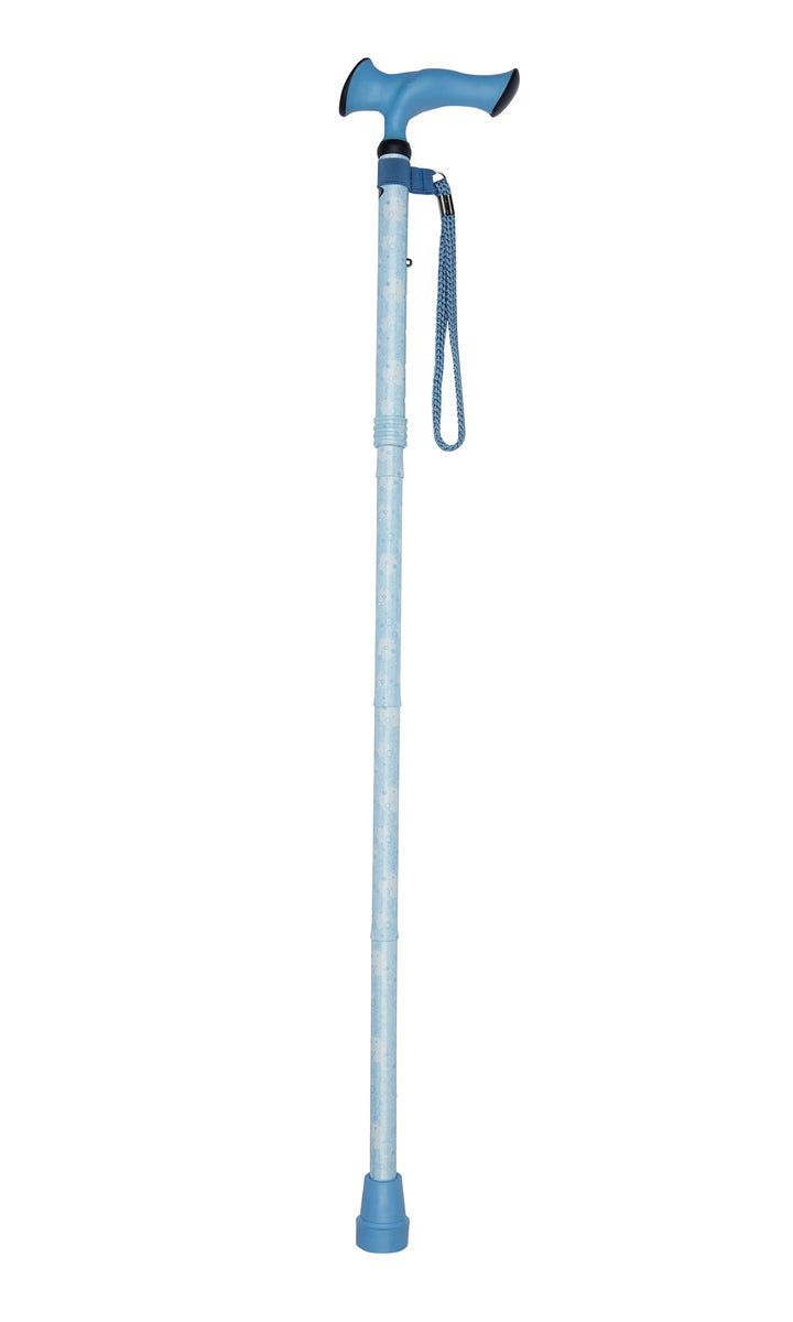 Blue Circles Pattern Folding Stick With Ergonomic Handle