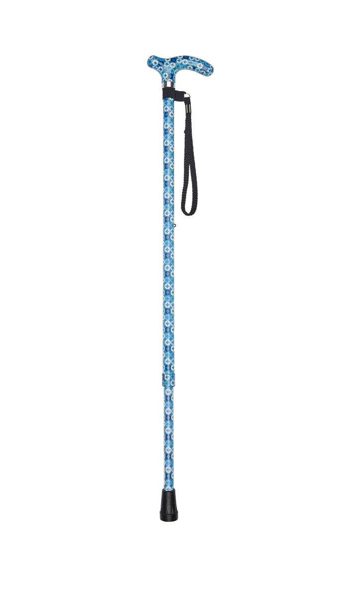 Blue Circles Pattern Adjustable Stick With Petite Patterned Handle
