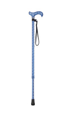 Blue Floral Pattern Adjustable Stick With Patterned Handle