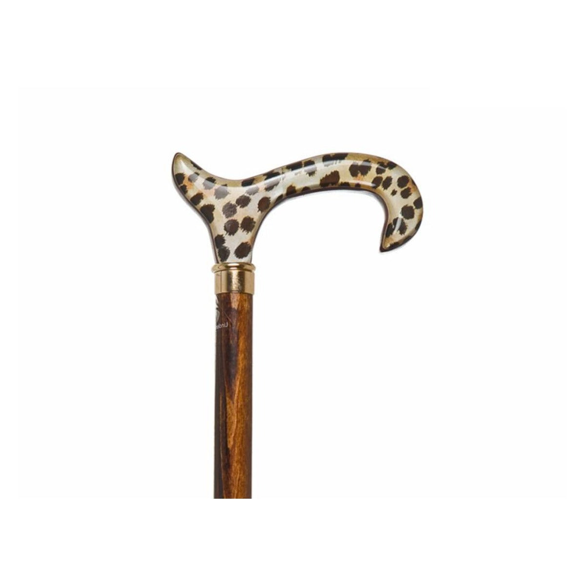 Brown Beech Shaft with a Leopard Print Acrylic Derby Handle