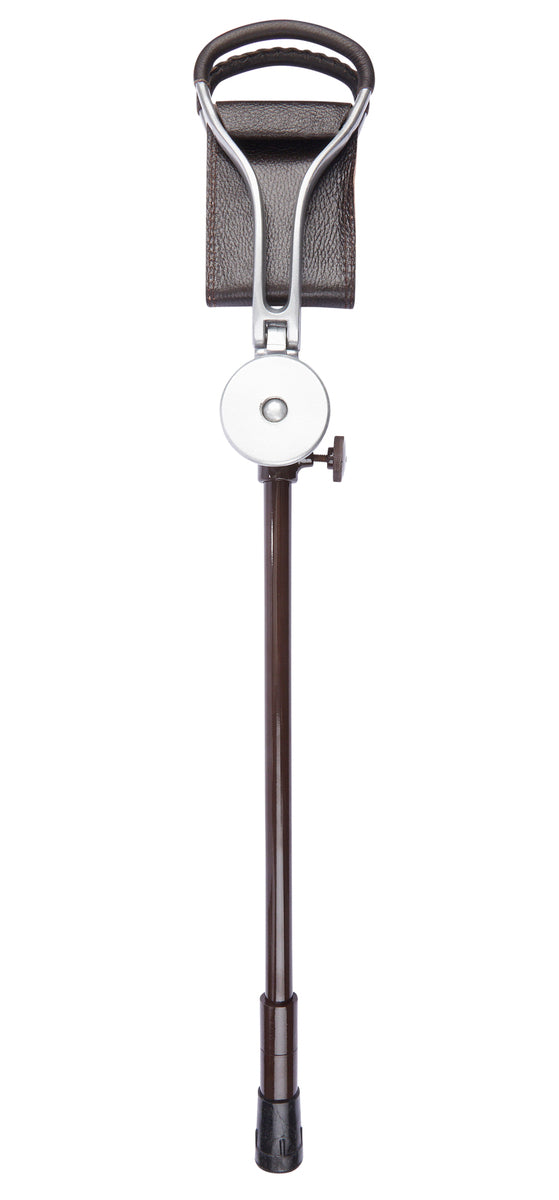 Brown Leather Adjustable Shooting Stick With Interchangeable Ferrule