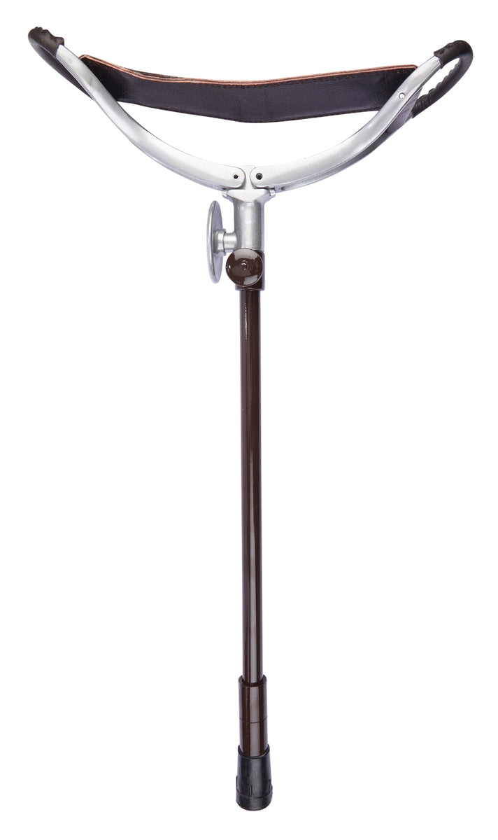 Brown Leather Adjustable Shooting Stick With Interchangeable Ferrule