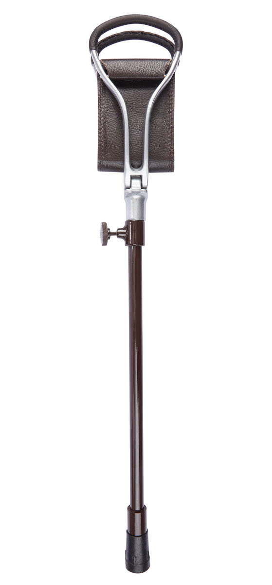 Brown Leather Adjustable Shooting Stick With Rubber Ferrule