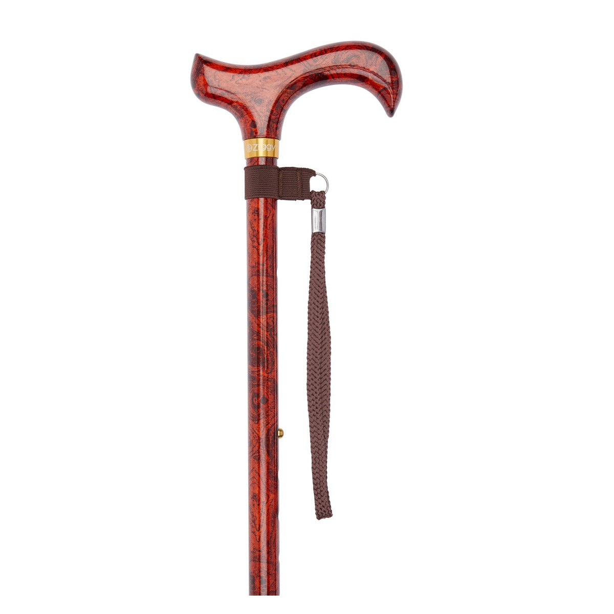 Burlwood Pattern Adjustable Stick With Patterned Handle
