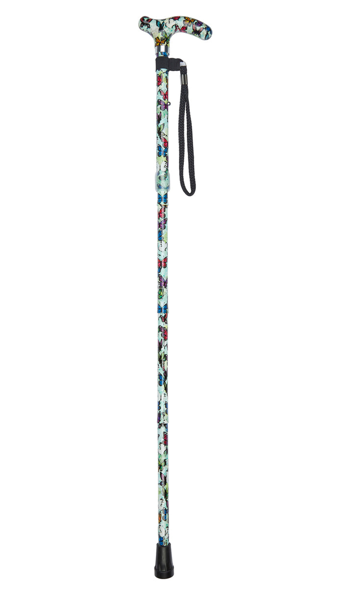 Butterflies Pattern Folding Stick With Petite Patterned Handle