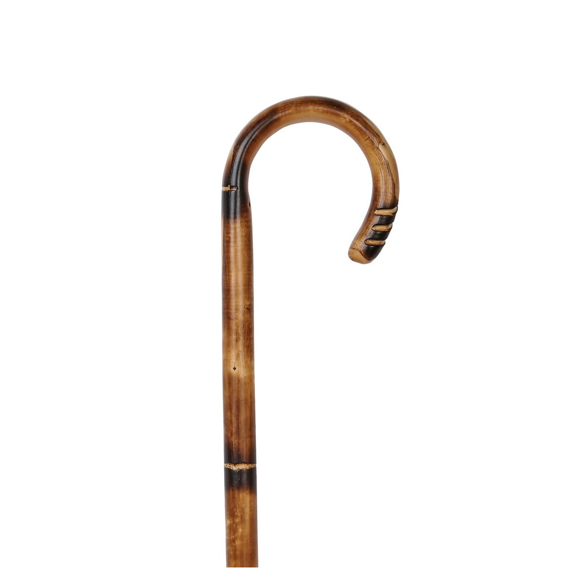 Chestnut Carved Crook Handle Stick
