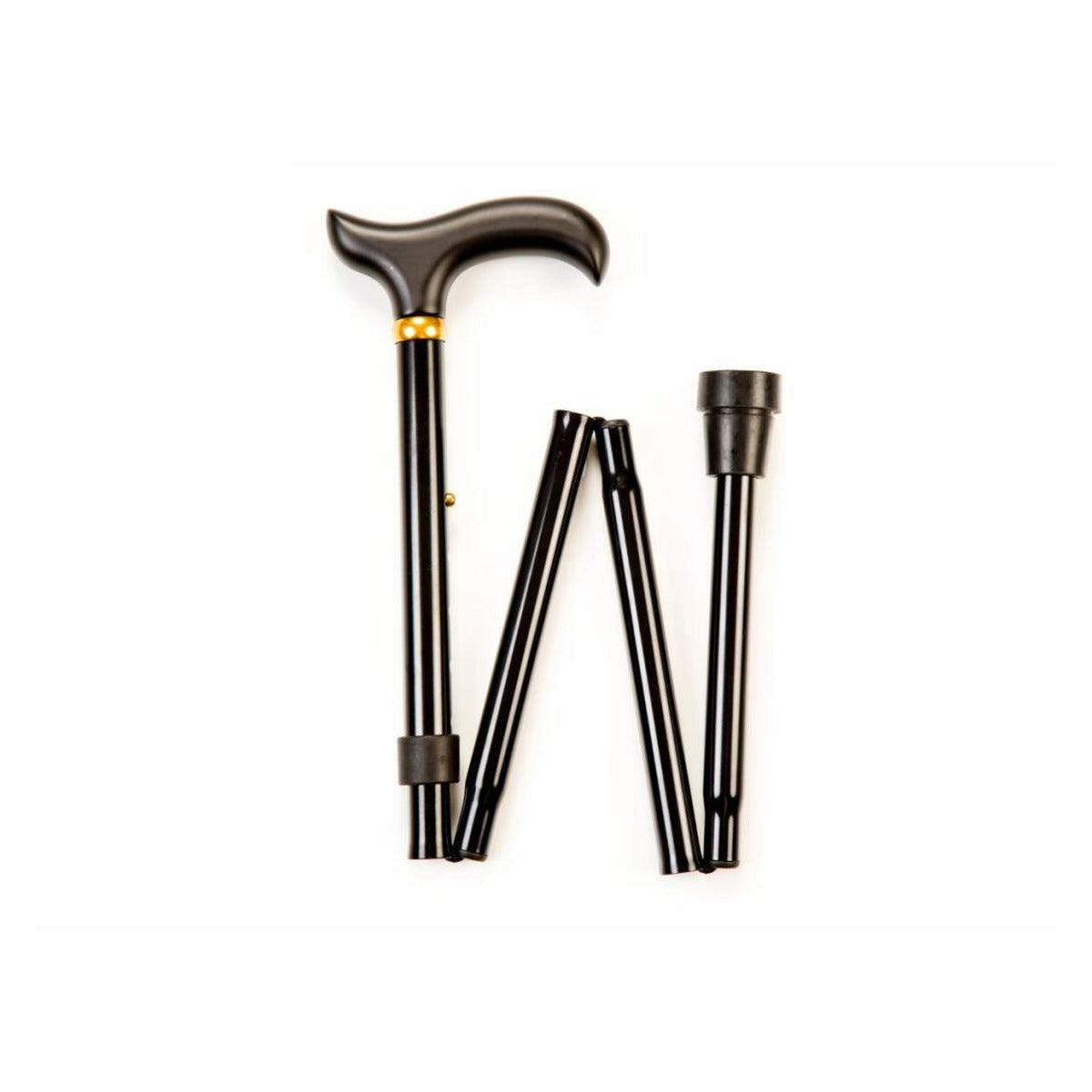 Folding Walking Stick - Black Derby Handle