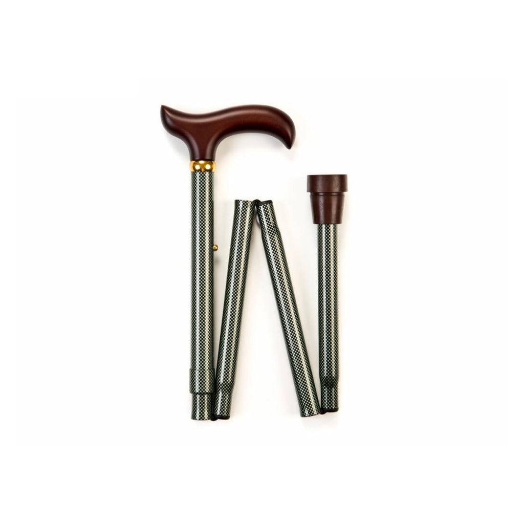 Folding Walking Stick - Green Check