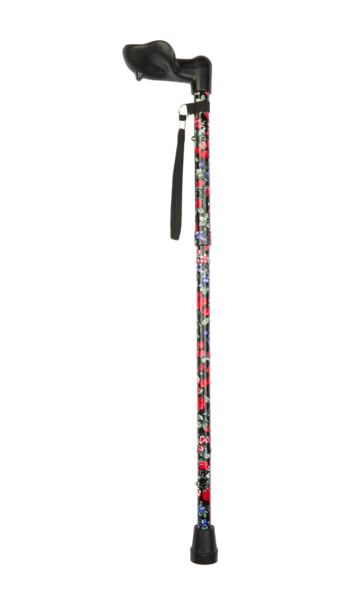 Fruit Pattern Short Folding Stick With Anatomical Handle (Left Hand)