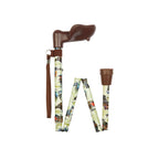 Garden Birds Pattern Short Folding Stick With Anatomical Handle