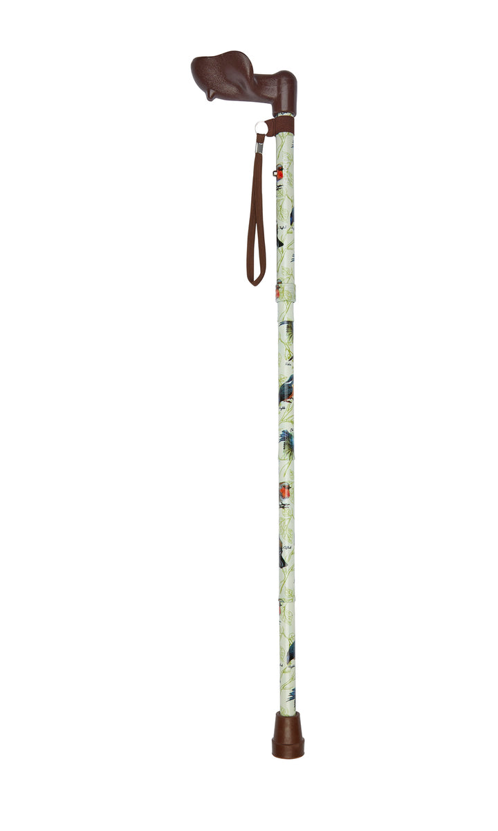 Garden Birds Pattern Folding Stick With Anatomical Handle