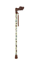 Garden Birds Pattern Short Folding Stick With Anatomical Handle