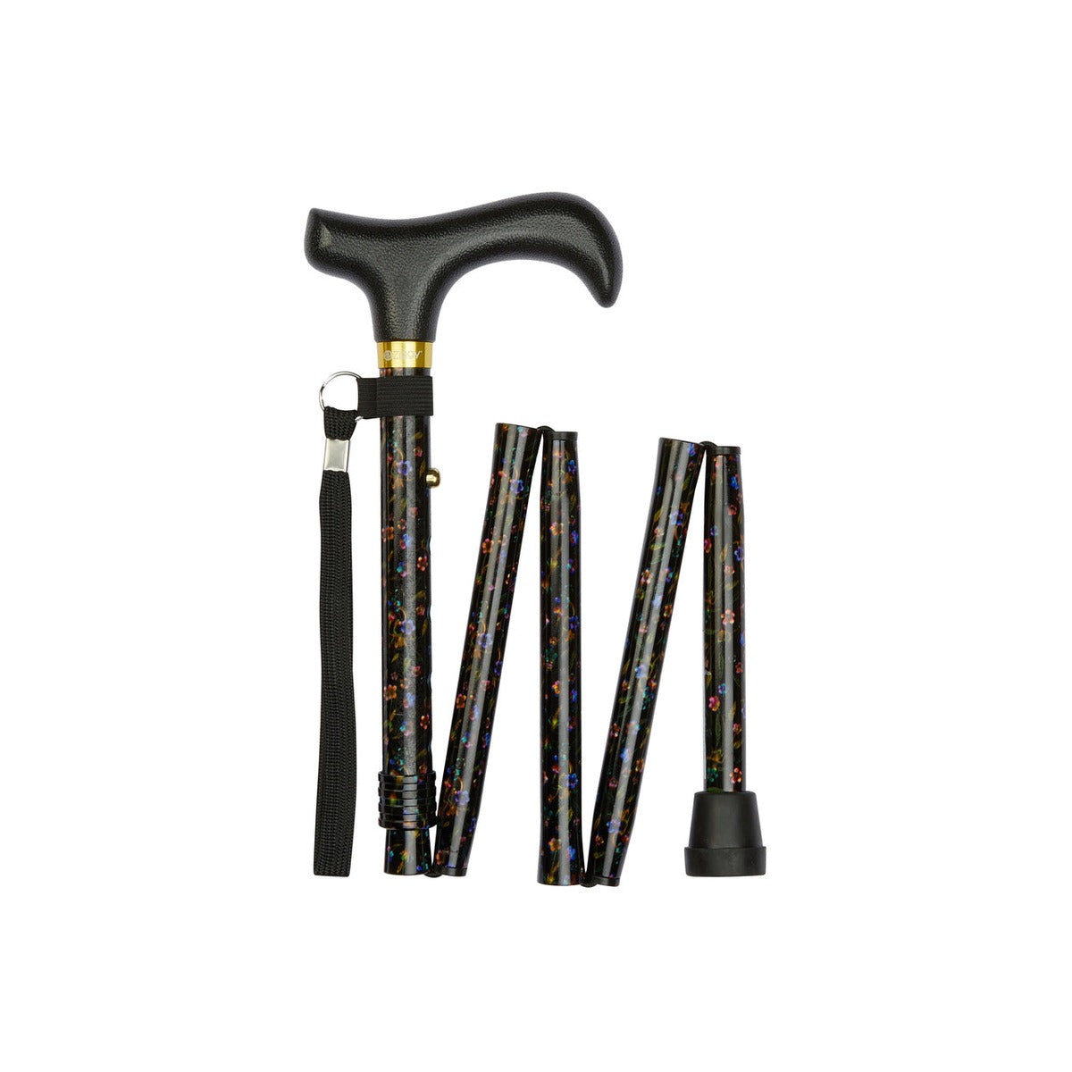Mini Black Floral Pattern Folding Stick