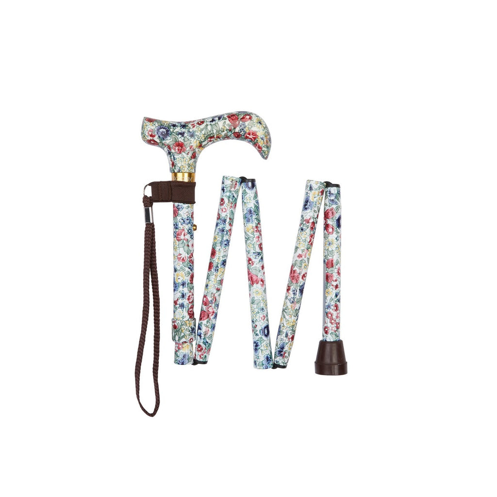 Mini Floral Pattern Folding Stick With Patterned Handle