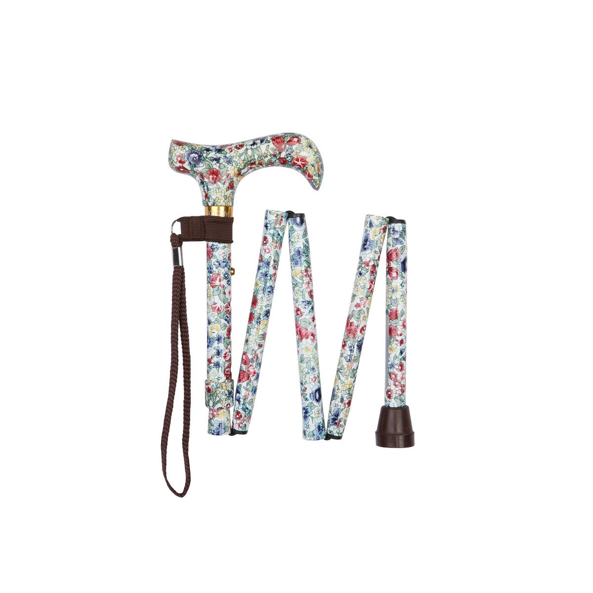Mini Floral Pattern Folding Stick With Patterned Handle
