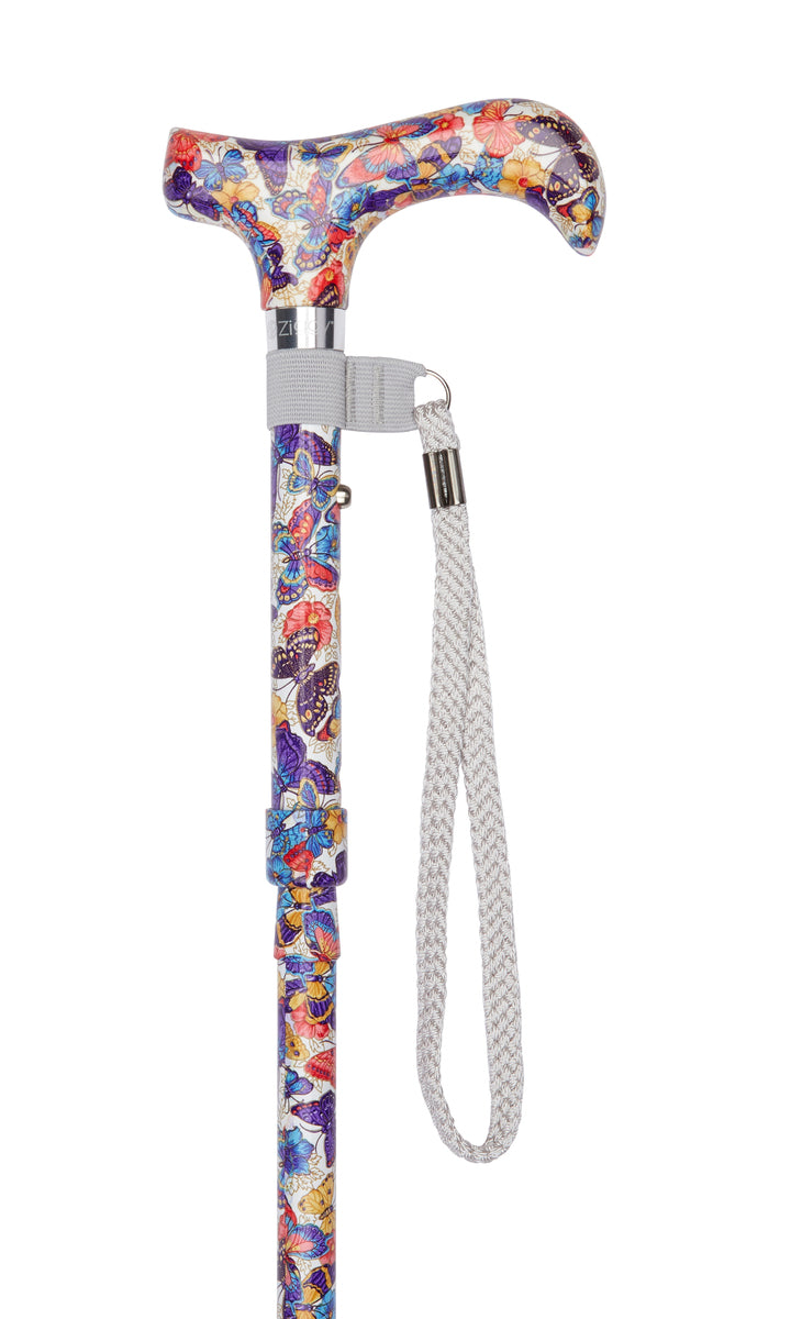 Mini Butterflies Pattern Folding Stick With Patterned Handle