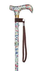 Mini Floral Pattern Folding Stick With Patterned Handle