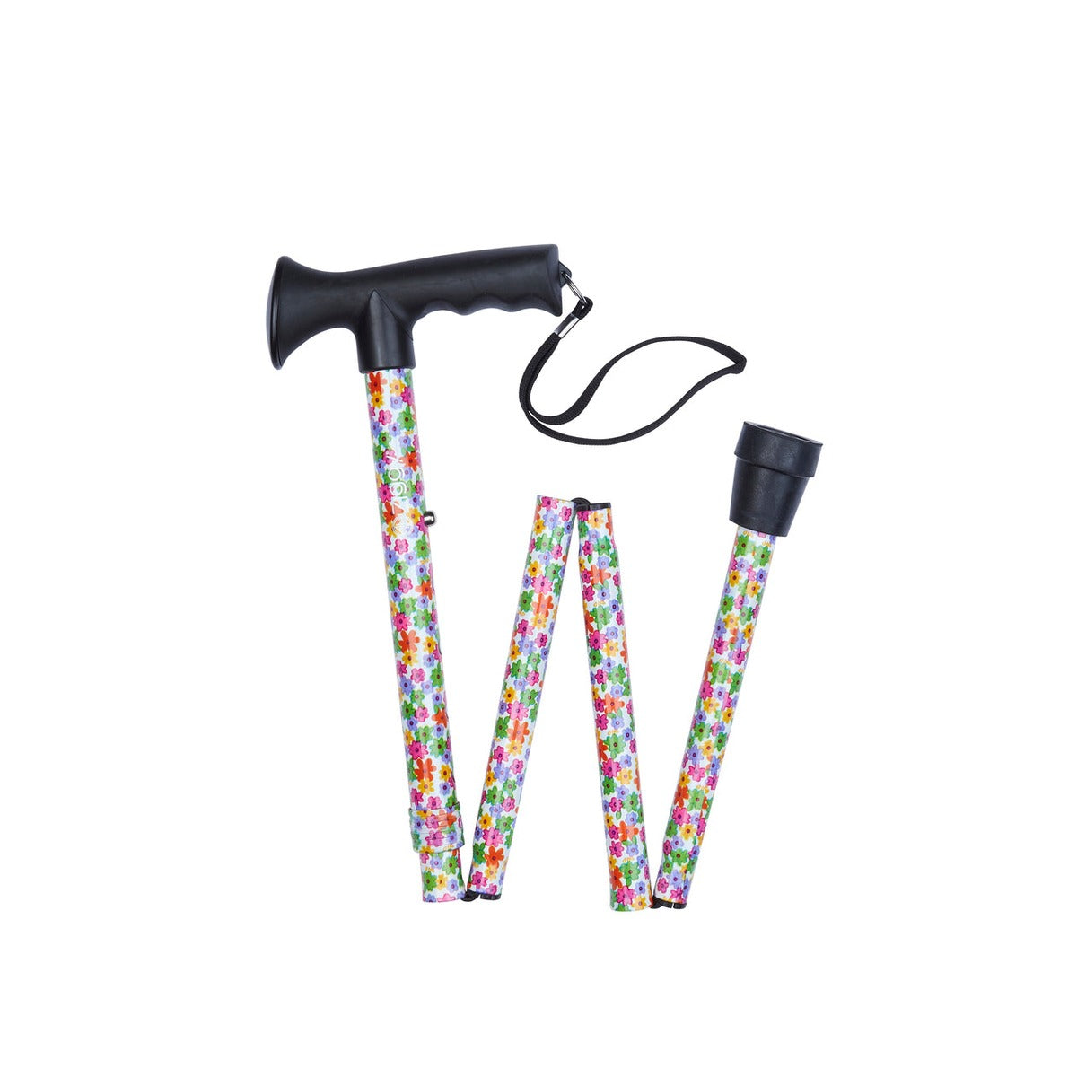 Multi Floral Pattern Folding Stick With Gel Grip Handle