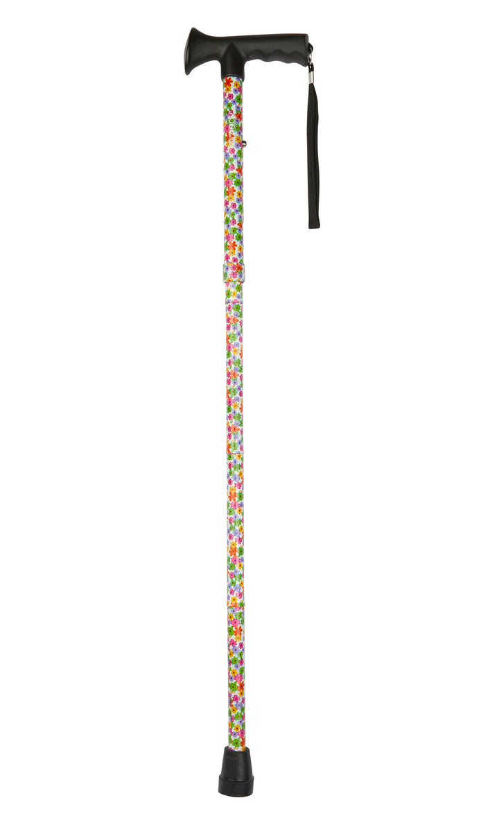 Multi Floral Pattern Folding Stick With Gel Grip Handle