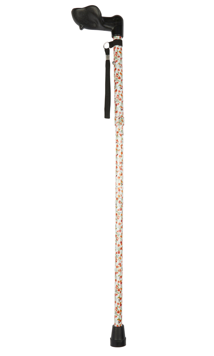 Poppies Pattern Folding Stick With Anatomical Handle