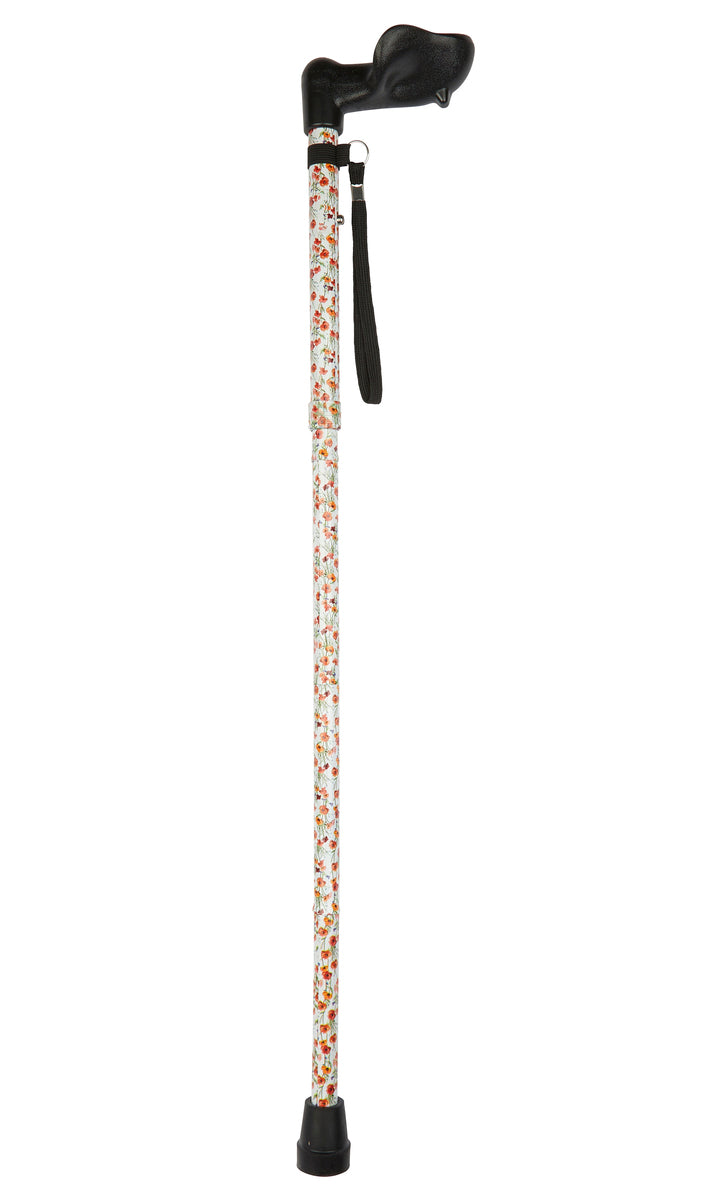 Poppies Pattern Folding Stick With Anatomical Handle