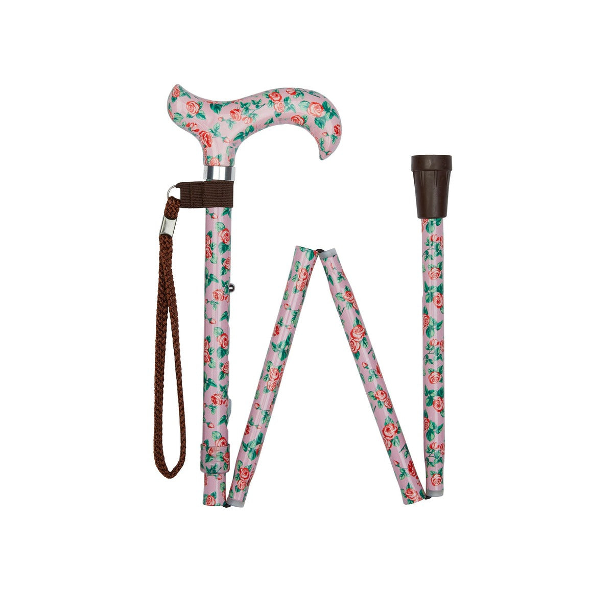 Roses Pattern Folding Stick With Patterned Handle